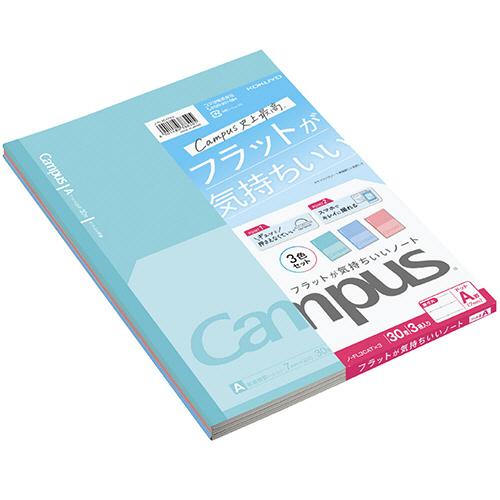 キャンパス　フラットが気持ちいいノート（ドット入り罫線）　セミＢ５　Ａ罫　３０枚　３色　ノ−ＦＬ３Ｃ...