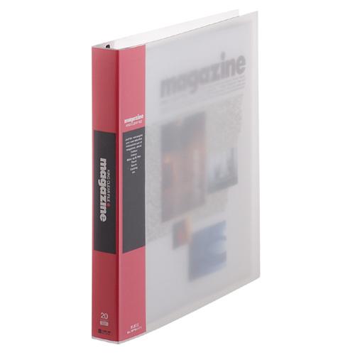 クリアーファイルマガジン差し替え式　ＰＰ表紙　Ａ４変形　３０穴　２０ポケット付属　背幅３７ｍｍ　赤　...