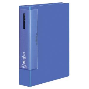 クリヤーブック（ウェーブカットポケット・固定式）　Ａ４タテ　１００ポケット　背幅６４ｍｍ　青　ラ−Ｔ５９０Ｂ　１セット（４冊）（お取寄せ品)