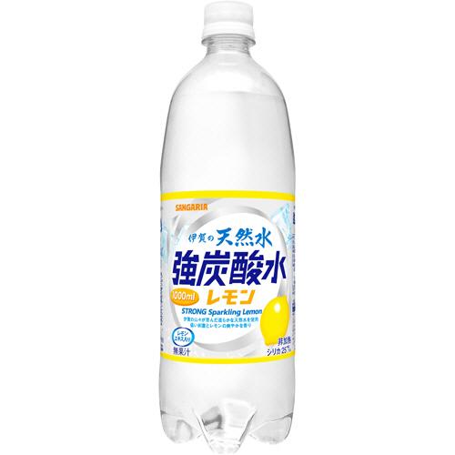 サンガリア　伊賀の天然水　強炭酸水　レモン　１Ｌ　ペットボトル　１ケース（１２本）　（お取寄せ品）