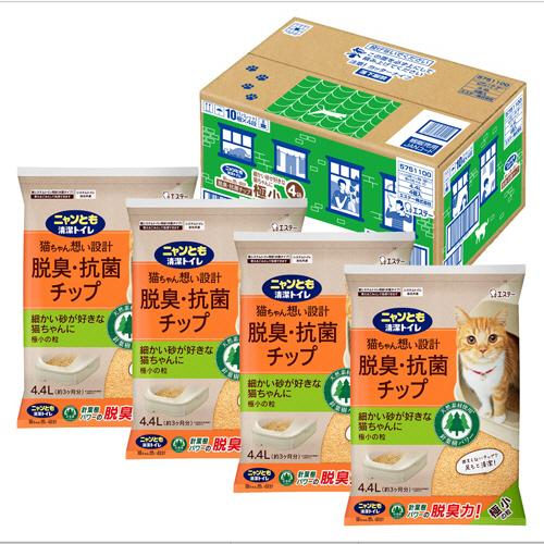 エステー　ニャンとも清潔トイレ　脱臭・抗菌チップ　極小の粒　４．４Ｌ　１セット（４パック） （お取寄...