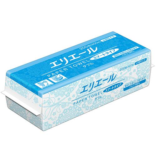 エリエール　ペーパータオル　スマートタイプ　ダブル　小判　２００組／パック　１セット（４２パック）　...
