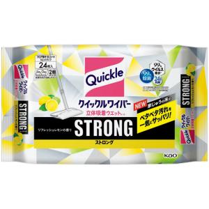 花王　クイックルワイパー　立体吸着ウエットシート　ストロング　リフレッシュレモンの香り　１セット（７２枚：２４枚×３パック）｜tanomail