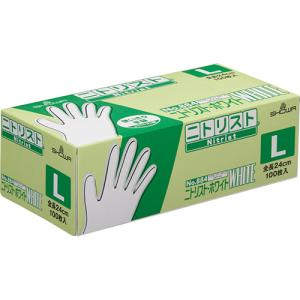 ショーワグローブ　Ｎｏ．８８４　ニトリスト・ホワイト　パウダーフリー　Ｌ　ホワイト　ＮＯ．８８４−Ｌ　１セット（２０００枚：１００枚×２０箱）｜tanomail