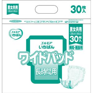 カミ商事　エルモア　いちばん　ワイドパッド　長時間用　１セット（２４０枚：３０枚×８パック）｜tanomail