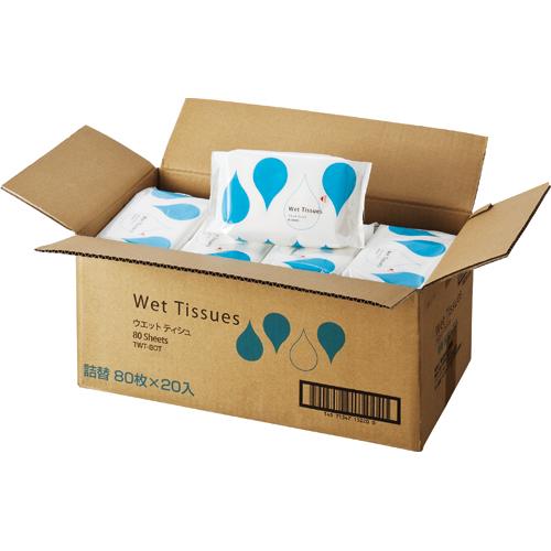ＴＡＮＯＳＥＥ　ウエットティッシュ　詰替用　１セット（１６００枚：８０枚×２０パック）