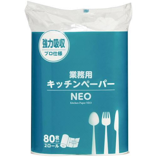 大黒工業　業務用キッチンペーパーＮＥＯ　８０カット／ロール　１セット（２０ロール：２ロール×１０パッ...