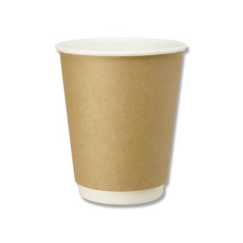 紙コップ　二重断熱カップ　８オンス　クラフト　口径８０ｍｍ　＃００４５３７００３　１セット（１０００...