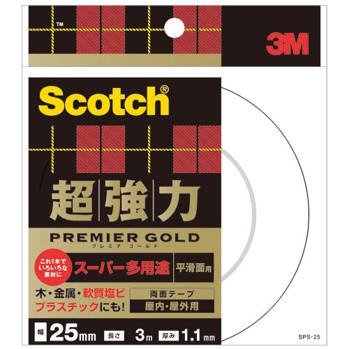 ３Ｍ　スコッチ　超強力両面テープ　プレミアゴールド　（スーパー多用途）　２５ｍｍ×３ｍ　ＳＰＳ−２５...