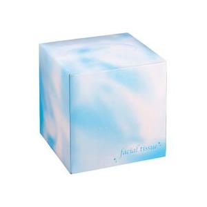 （まとめ）フェイシャルティッシュ　サイコロＢＯＸ　８０Ｗ　ブルー　５０個