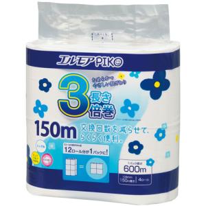 カミ商事　エルモア　ピコ　３倍巻トイレットロール　花の香り　シングル　１５０ｍ　１セット（４８ロール：４ロール×１２パック）｜tanomail