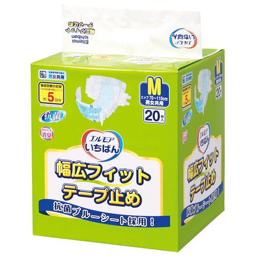 カミ商事　エルモア　いちばん　幅広フィットテープ止め　Ｍ　１セット（８０枚：２０枚×４パック）