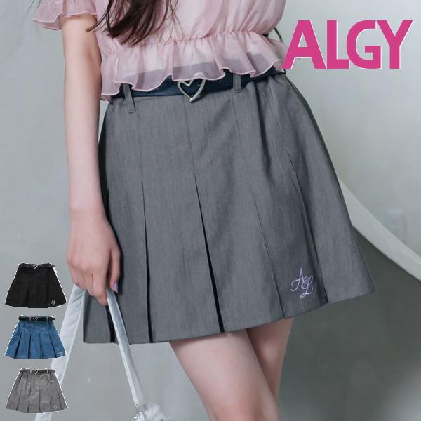 【セール/30%OFF】25'夏新作 ALGY アルジー ハートバックルベルト付きプリーツスカパン ...