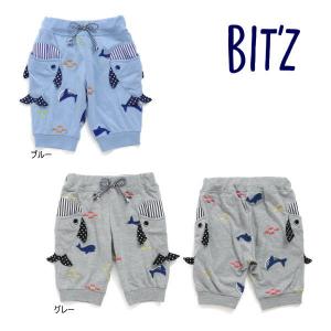 【セール/10%OFF】24'夏新作 BIT'Z ビッツ クジラ刺繍柄ジョガーパンツ b222024 6分丈 ベビー 子ども服 メール便送料無料｜tanpopokids