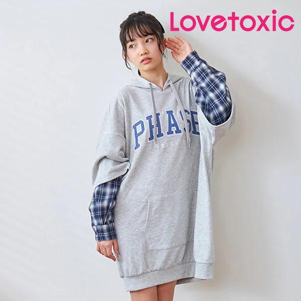 【セール/30%OFF】23'秋冬新作 Lovetoxic ラブトキシック PHASE袖チェックパー...