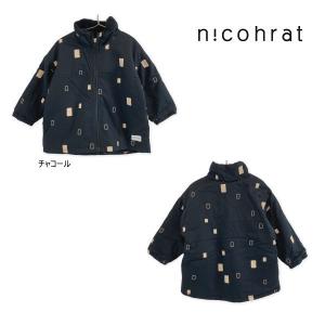 【セール/30%OFF】22'秋冬新作 nico hrat ニコフラート スクエア総柄裏ボアジャケット 長袖 ベビー 子ども服 メール便送料無料｜tanpopokids