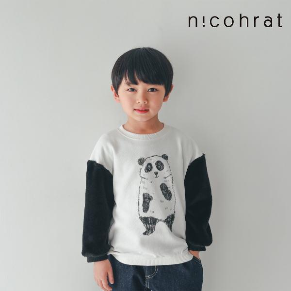 【セール/30%OFF】24'秋冬新作 nico hrat ニコフラート パンダファー袖トレーナー ...