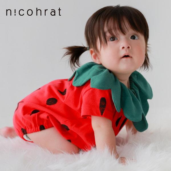 【セール/10%OFF】26'春新作 nico hrat ニコフラート いちごなりきりロンパース 2...