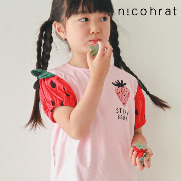 【セール/10%OFF】26'春新作 nico hrat ニコフラート いちご袖Ｔシャツ 26010...