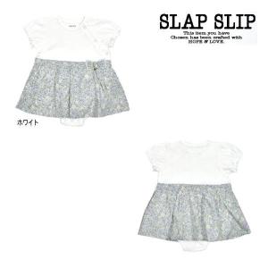 24'春新作 SLAPSLIP スラップスリップ リボン付き花柄スカートロンパース 半袖 半そで ベビー 子供服 メール便送料無料｜tanpopokids