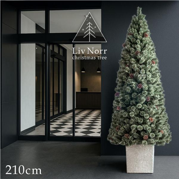 クリスマスツリー 210cm ポット付き おしゃれ ツリー リアル ヌードツリー スリム 松ぼっくり...