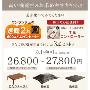 こたつ 3点セット 速暖2秒 600Wハロゲン...の詳細画像1