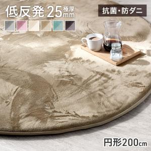 ラグ カーペット ラグマット 厚手 200×200 リビングマット 低反発 円形 防ダニ ホットカーペット対応 床暖房 防音