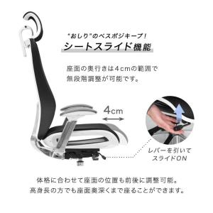オフィスチェア メッシュ ヘッドレスト ハイバ...の詳細画像5