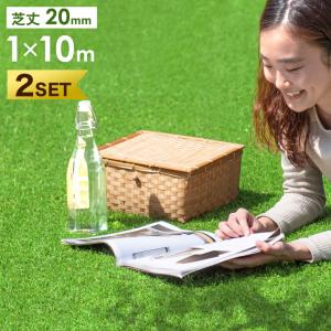 1日P13%〜 人工芝 ロール 1ｍ × 10ｍ diy 2個セット 芝丈20mm 高耐久 人工芝生 U字 ピン 48本 人工芝マット ロール式 庭 ベランダ ガーデニング 芝生 室外｜タンスのゲン Design the Future