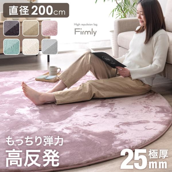 ラグ 厚手 高反発 円形 200 おしゃれ 北欧 3畳 ラグマット 丸型 オールシーズン 子供 マッ...