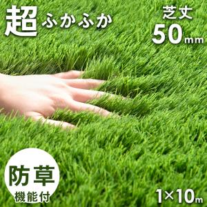 人工芝 ロール 1ｍ × 10ｍ 防草シート不要 芝丈50mm 高耐久 人工芝生 U字 ピン 24本 人工芝マット 庭 ベランダ