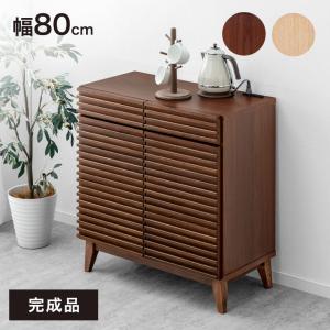 フレンチカントリーの78cm幅のかわいいパイン材の収納キャビネット