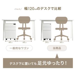 デスクワゴン 3段 キャスター付き 完成品 サ...の詳細画像2