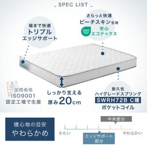 マットレス キング 20cm厚 ポケットコイル...の詳細画像1