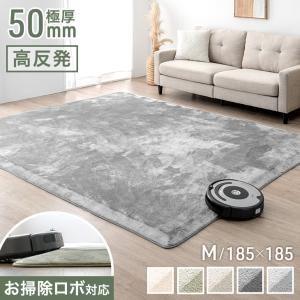 ラグ ラグマット カーペット 2畳 厚手 極厚 50mm厚 185×185 M 高反発 ウレタン 大判 おしゃれ 北欧 バリアフリー 床暖房 無地