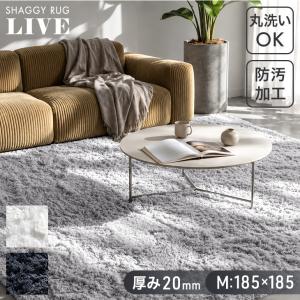 本日+4% ラグ シャギーラグ 高密度 185×185 2畳 洗える 防汚 ラグマット カーペット 絨毯 床暖房対応 厚手 20mm 洗えるラグ 夏用 オールシーズン おしゃれ