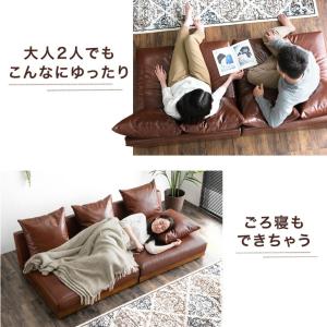 ソファ 3人掛け レザー調 フロアソファ 幅1...の詳細画像4
