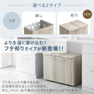 ゴミ箱 分別 フタ付き キャスター 木目調 お...の詳細画像2