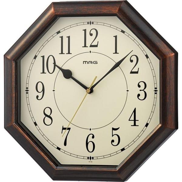 MAG W 739BR Z 風水で縁起が良いとされる八角掛時計 MAG電波掛時計 ネオオクターゴ ブ...