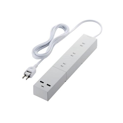 エレコム ECT-23325WH 電源タップ 2.5m (コンセント×3 Type-C×1 USB-...