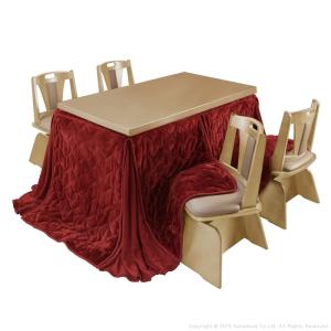 ナカムラ i 3300258narg ダイニングこたつ〔スクット〕 135x80cm 6点セット 回転椅子4脚 ナチュラル レンガ ブラウン