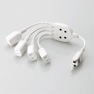 エレコム T ADR4WH 延長コード 電源タップ 0.2m 4個口 ACアダプタを4個つなげるケー...