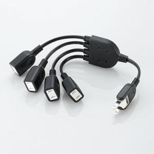 エレコム T ADR4BK 延長コード 電源タップ 0.2m 4個口 ACアダプタを4個つなげるケー...