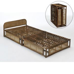 折り畳みベッド ラタンベッド すのこベッド/ Bed 籐すのこベッド (3