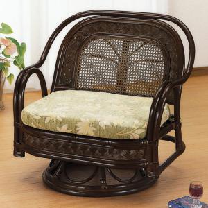 籐　ラタン360度回転チェア　ラウンドチェア　レトロ座椅子 アームチェア 座椅子 ラウンドチェアー 座面回転式 ワイドサイズ 幅76