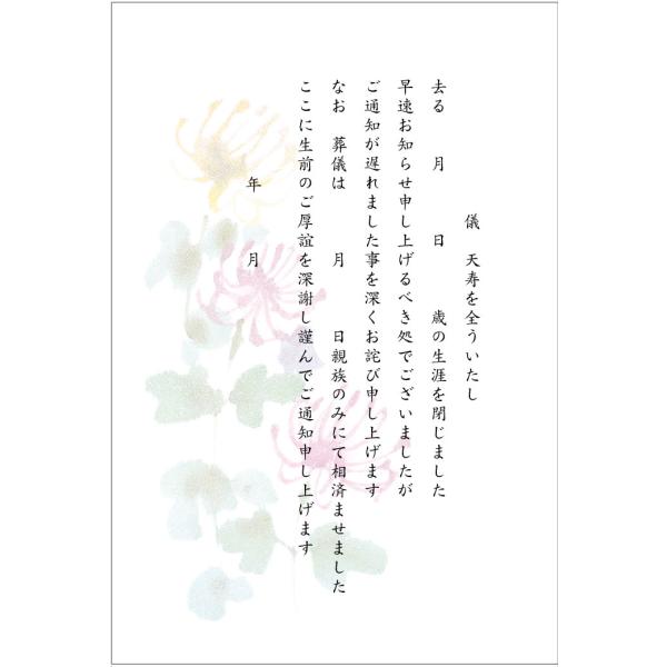 私製10枚 死亡通知 挨拶状 はがき（2-3彼岸花）天寿を全うし…《手書き記入タイプ/私製ハガキ/切...