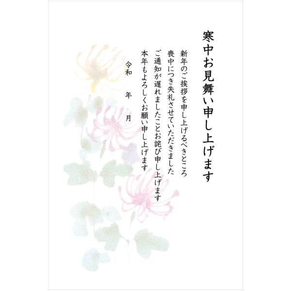 [私製5枚パック]　寒中見舞はがき　喪中用文章 No.k818　切手なし/裏面印刷済み/ポストカード