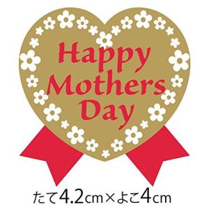 200枚 母の日シール　ハートリボン型　かわいい花模様　ゴールド　200枚　 [k-020]｜tantanjp