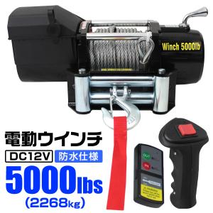 電動ウインチ DC24V リモコン付き 12000LBS (最大牽引力5443kg