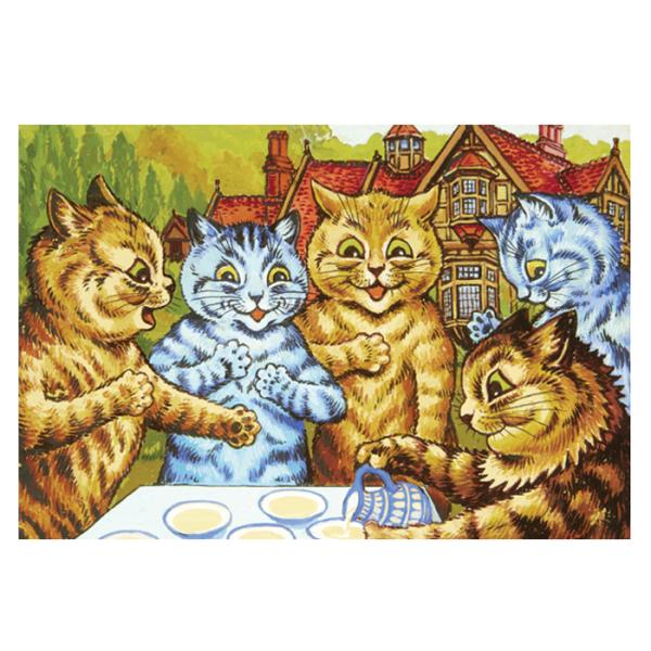 ポストカード 猫のお茶会 ルイス・ウェイン作 世界の名画 絵画 おしゃれ 絵はがき 絵ハガキ メッセ...